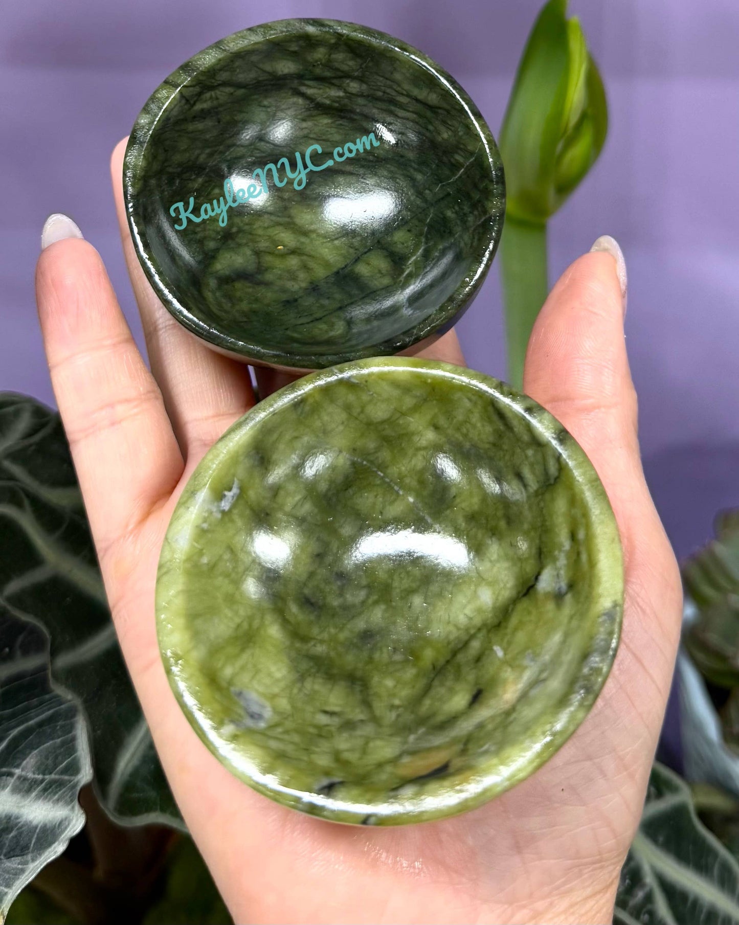 Natural Nephrite Jade Bowls Crystal Healing Energy