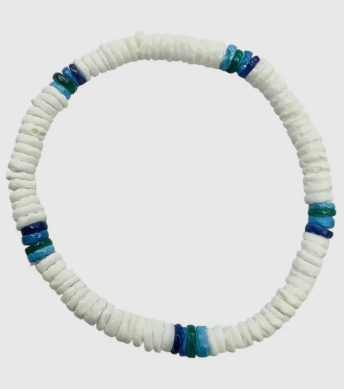 White and Blue Clam Shell Stretch Bracelet