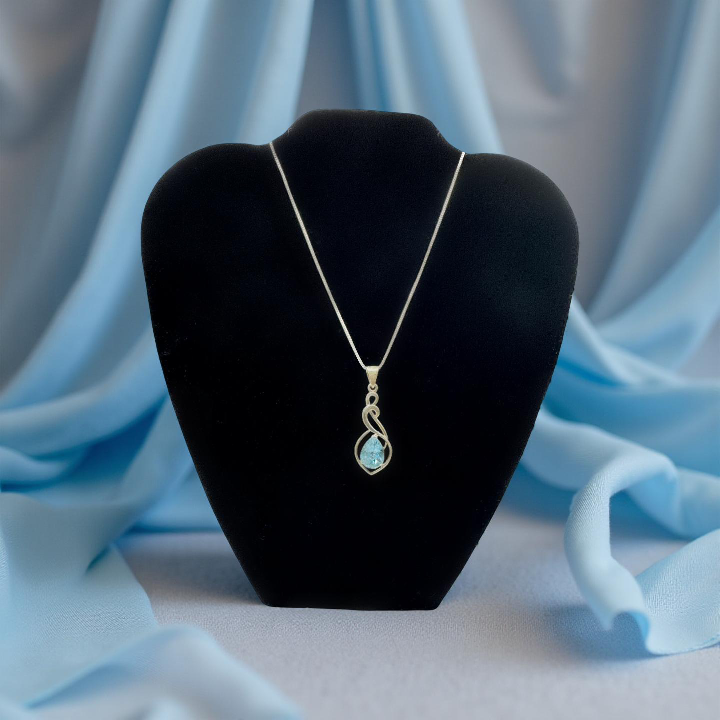 Radiant Blue Topaz Pendant – Sterling Silver Elegance (Chain Sold Separately)