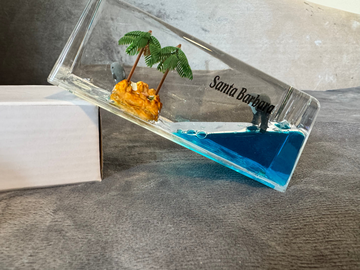 Santa Barbara Dolphin 3D Liquid Paperweight