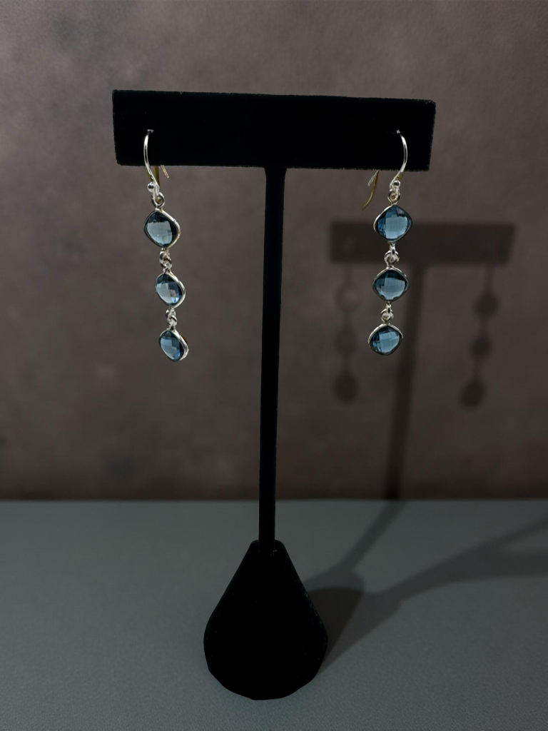 London Blue Topaz Solid 925 Sterling Silver Dangle Earrings