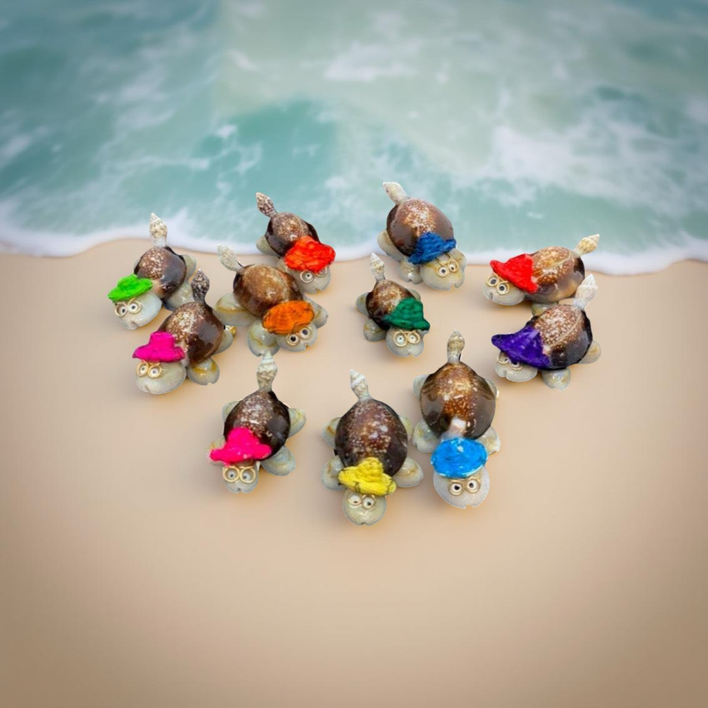 1.5" Cowrie Shell Turtles with Hats