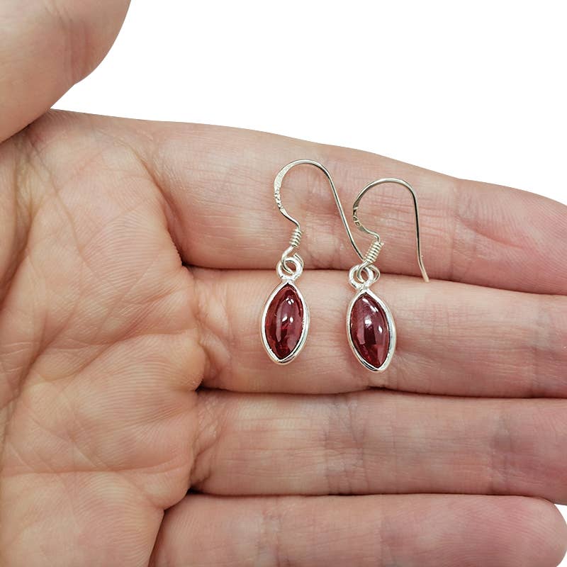 Garnet Sterling Silver Dangle Earrings