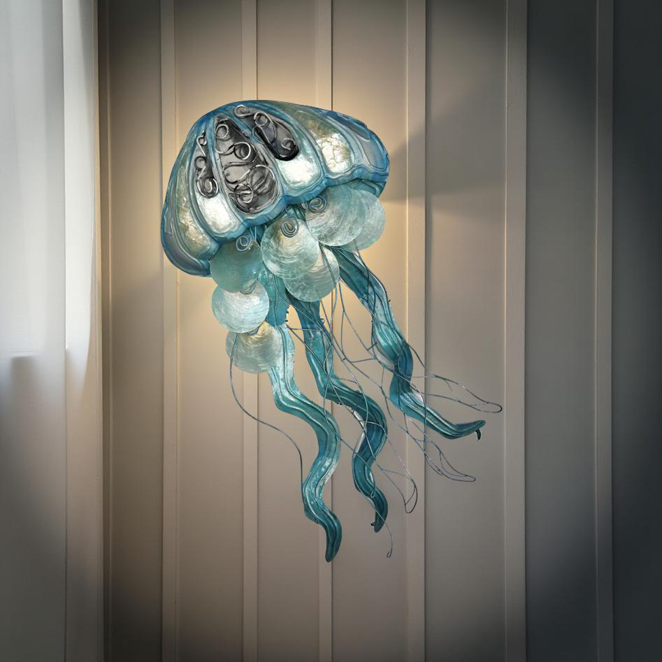 Capiz Shell & Metal Jellyfish Wall Art