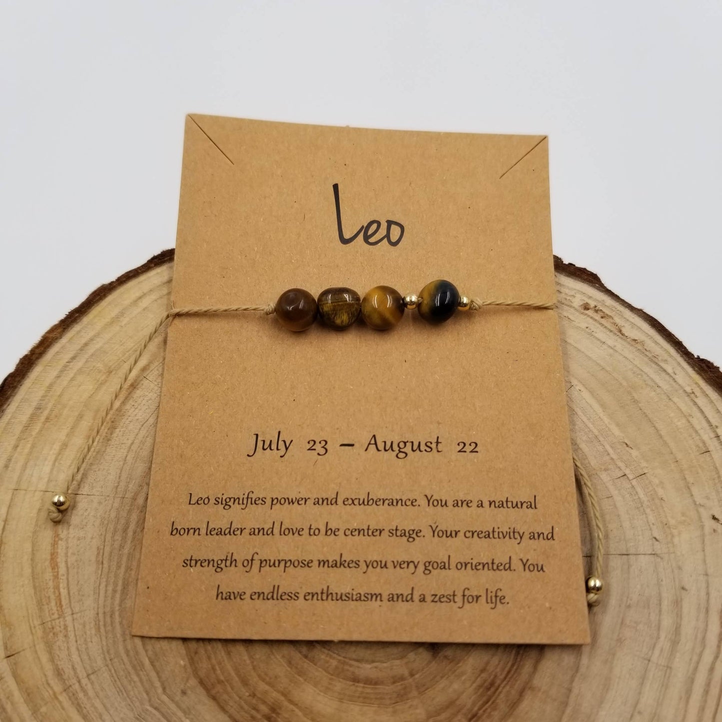 Natural Stone Handwoven Constellation Bracelet with Card: Pisces