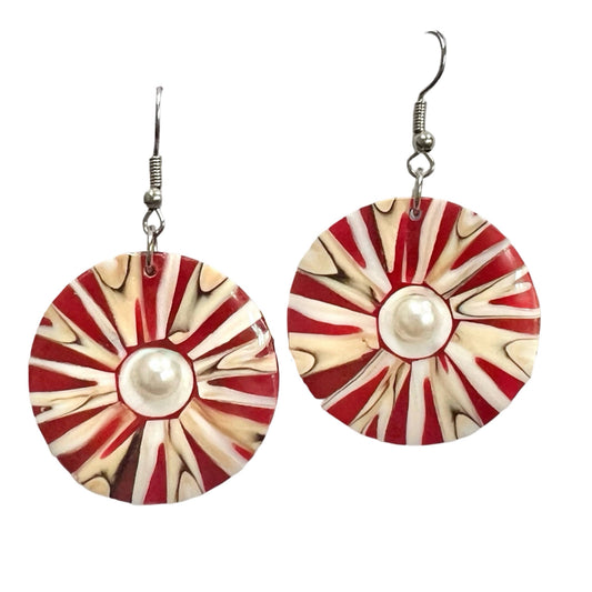 Red Burst Shell Earrings