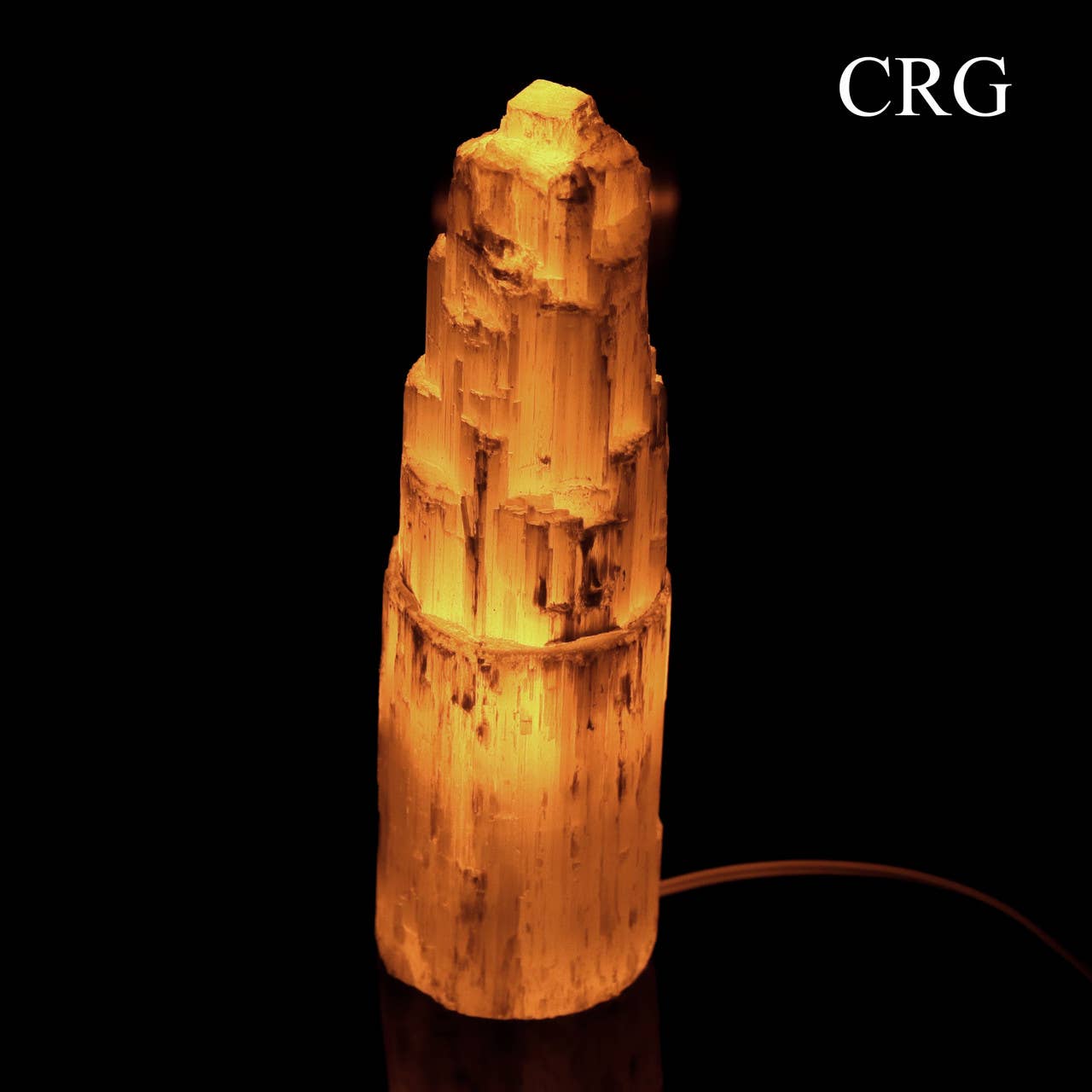 Selenite Skyscraper Tower Lamp with Bulb and Cord (1 Piece)
