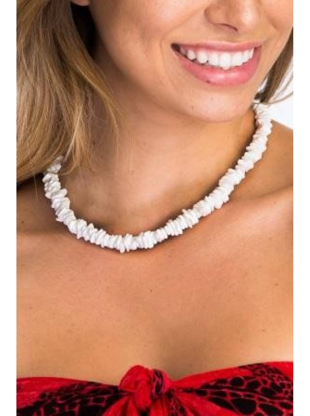 18" White Rose Clam Shell Necklace