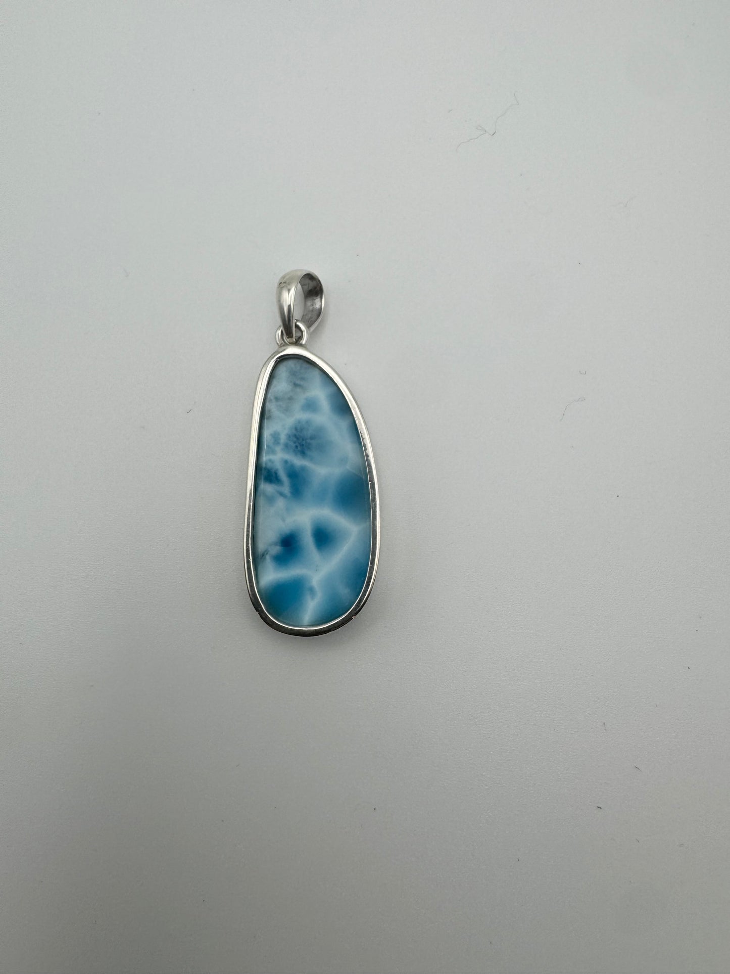 Larimar Necklace Sterling Silver Pendant | Genuine Caribbean Stone
