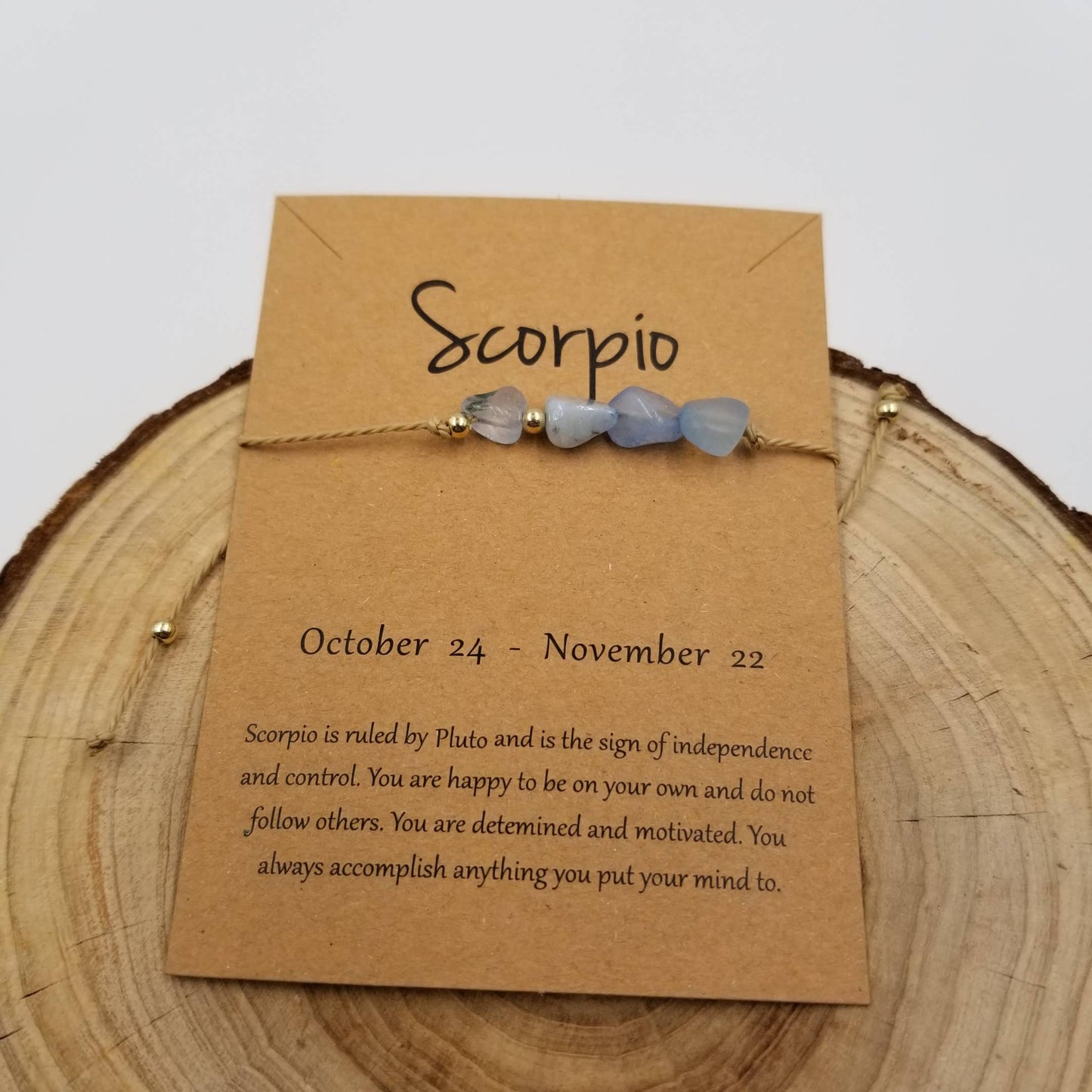 Natural Stone Handwoven Constellation Bracelet with Card: Pisces