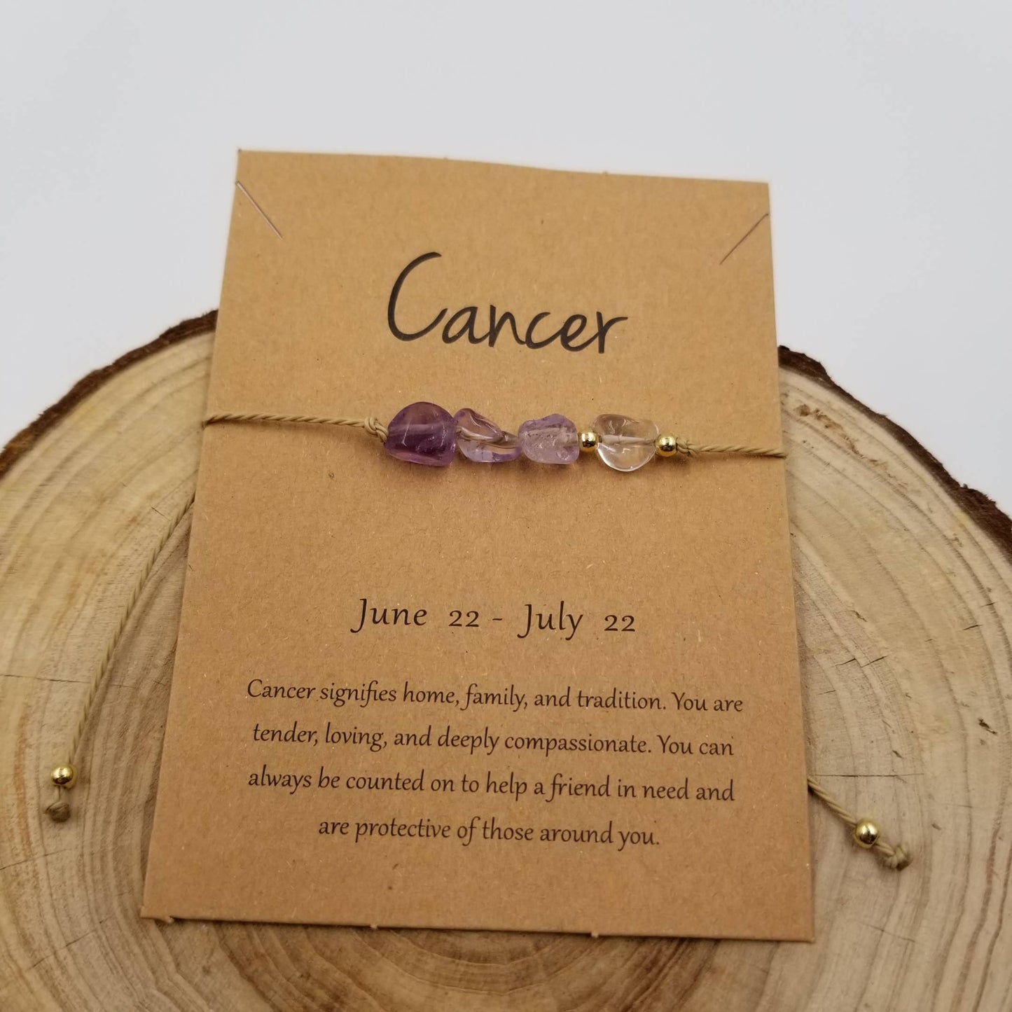 Natural Stone Handwoven Constellation Bracelet with Card: Libra