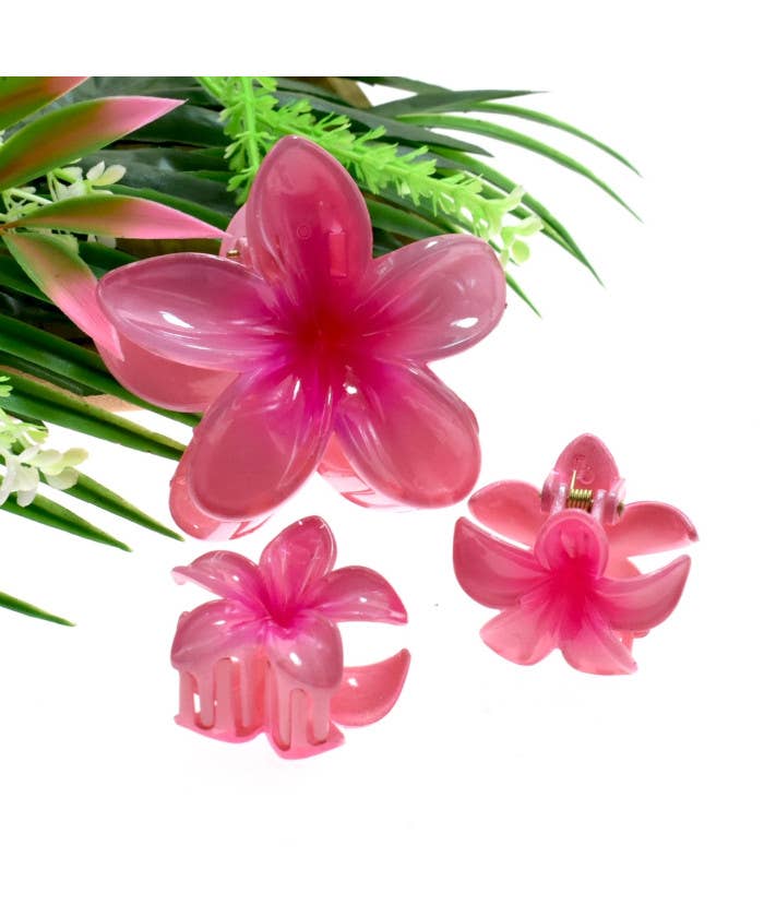 Trio Of Plumeria Flower Hair Clips