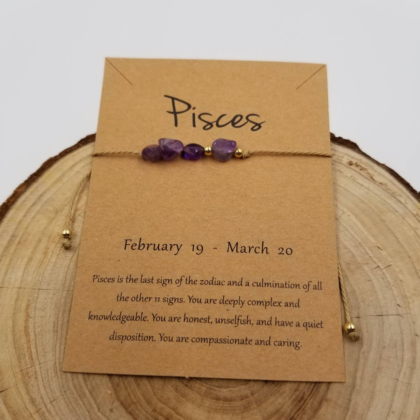 Natural Stone Handwoven Constellation Bracelet with Card: Capricorn