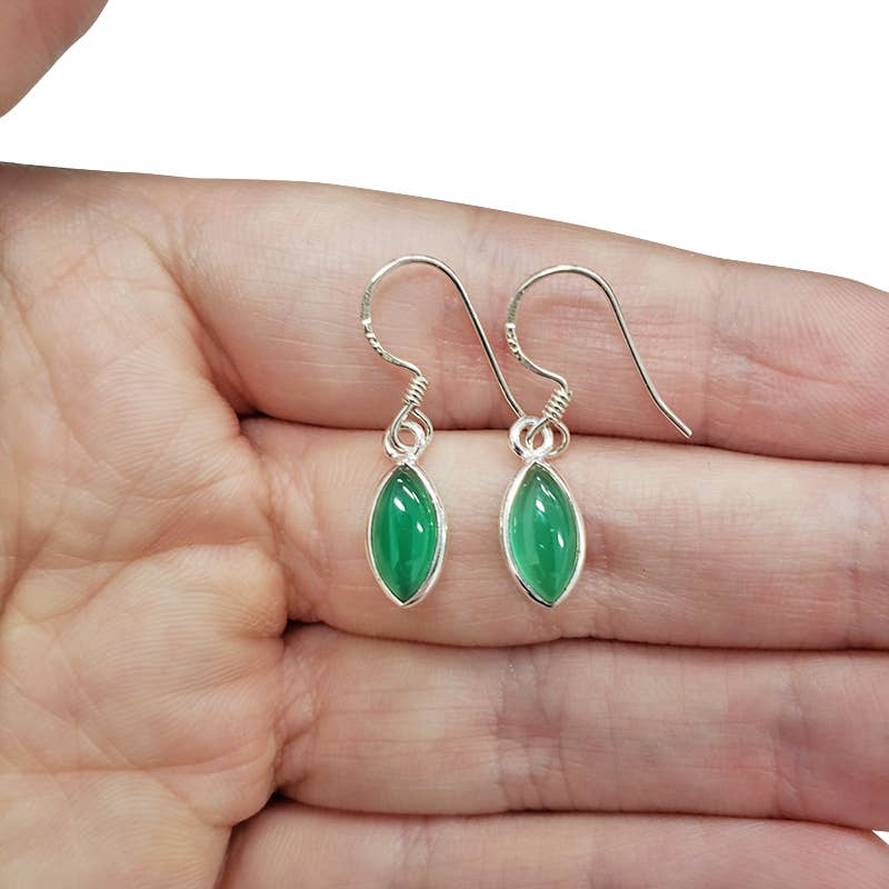 Green Onyx Sterling Silver Dangle Earrings