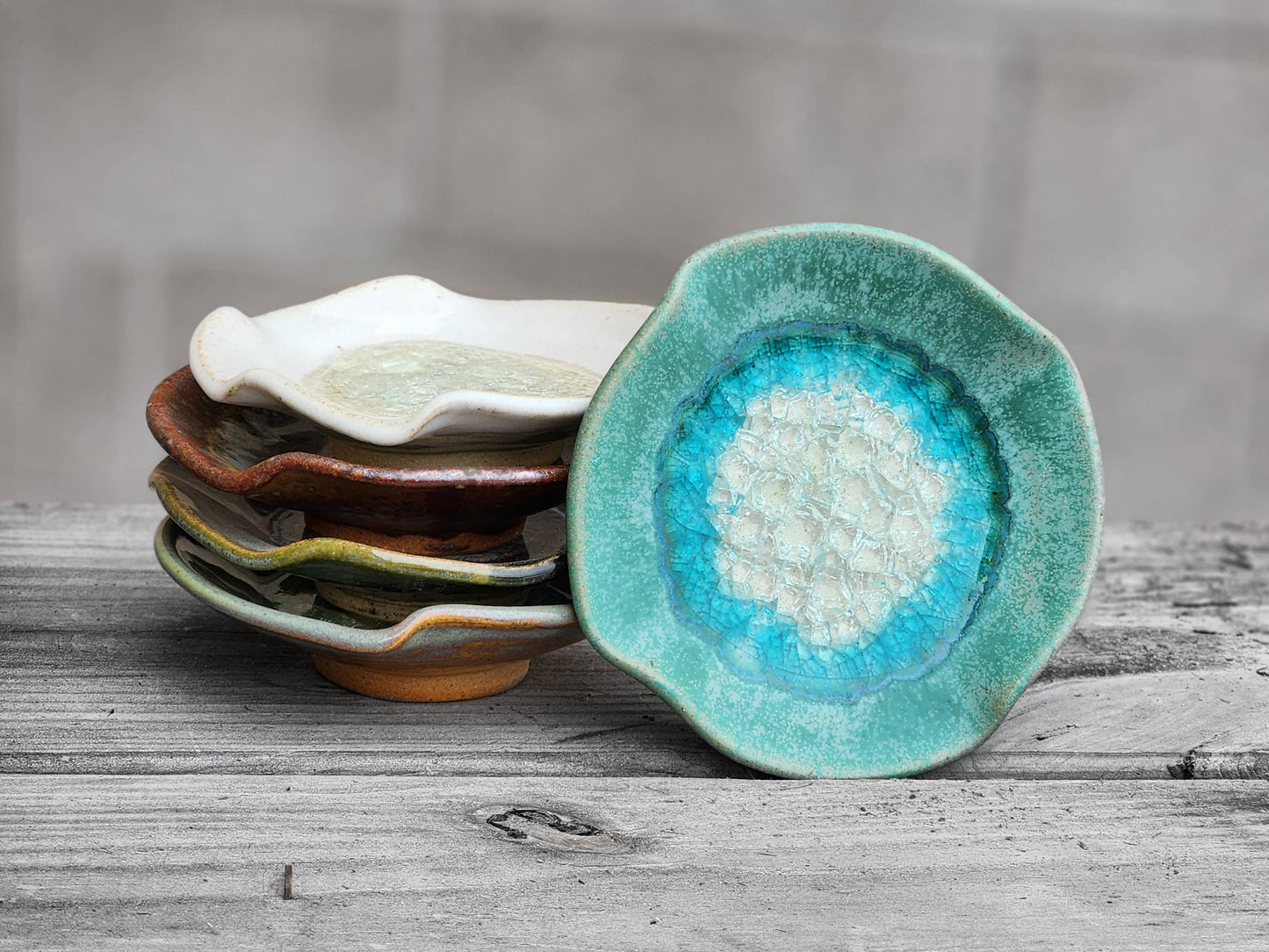 Ripple Dish - Small Pottery & Glass Trinket Dish