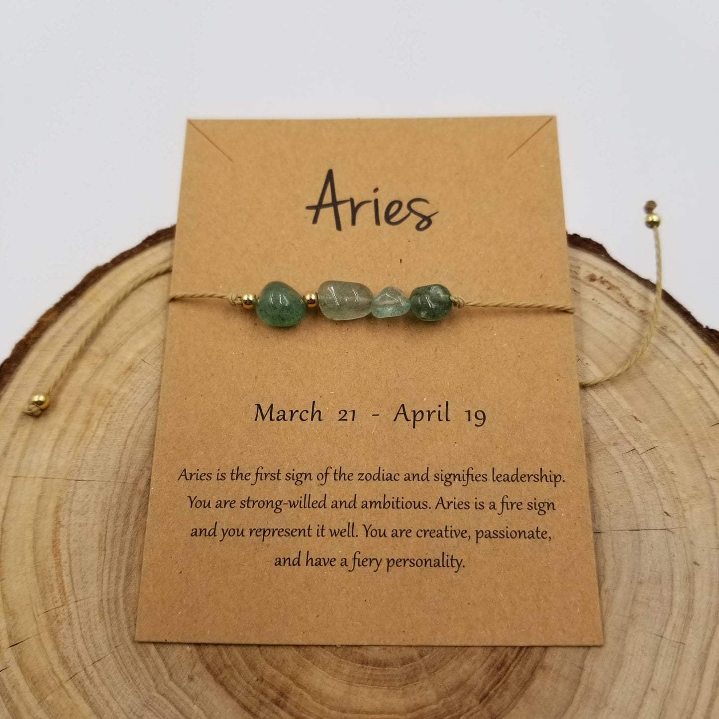 Natural Stone Handwoven Constellation Bracelet with Card: Taurus