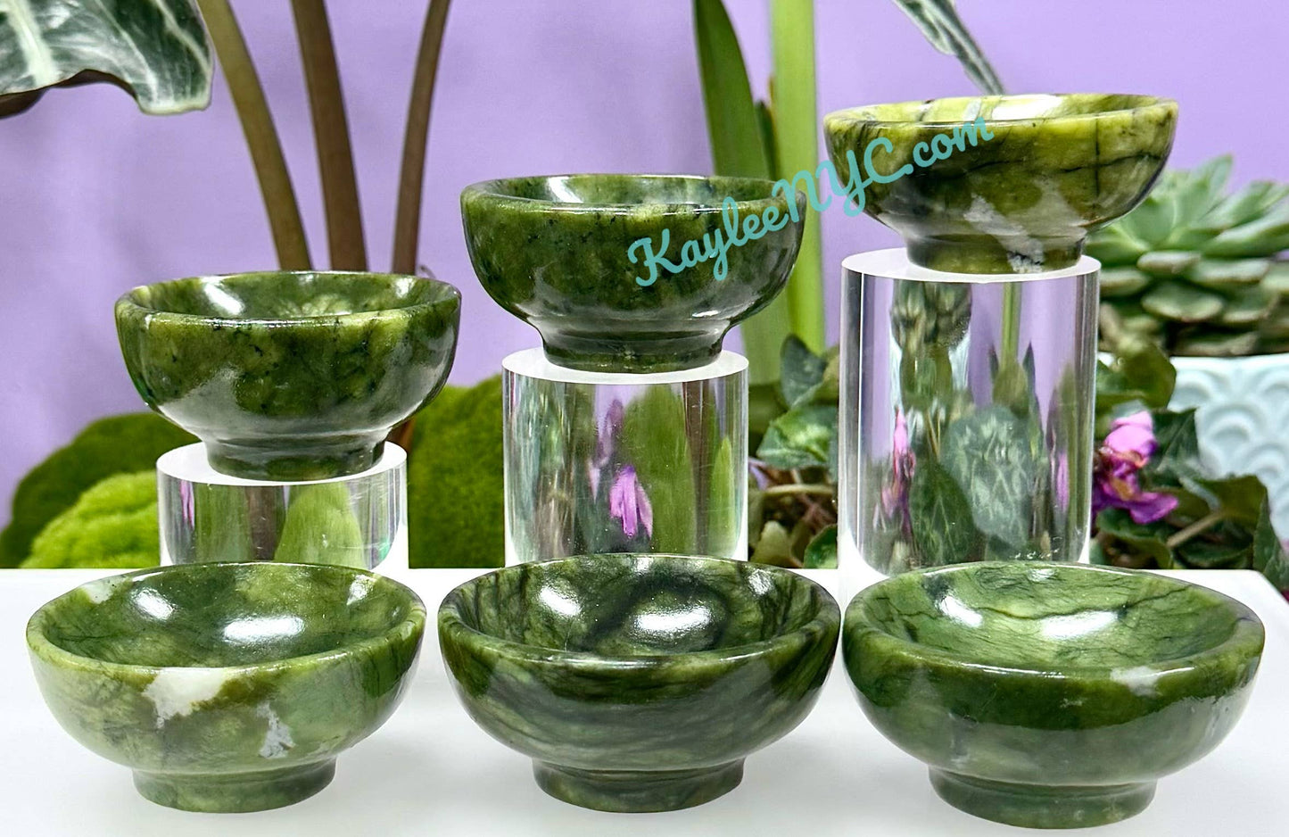 Natural Nephrite Jade Bowls Crystal Healing Energy