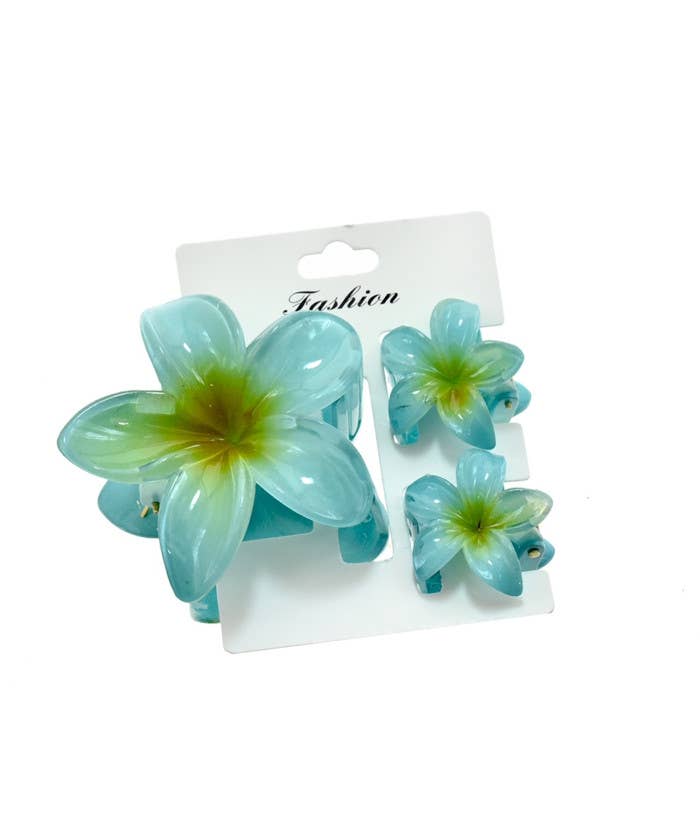 Trio Of Plumeria Flower Hair Clips