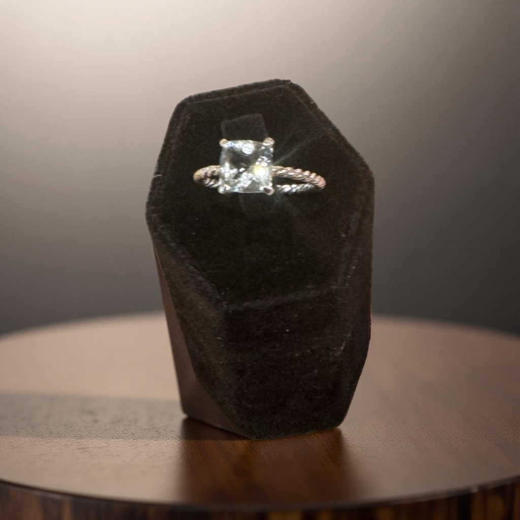 Radiant Princess-Cut Aquamarine Ring – Sterling Silver Twist Band (Size 9)