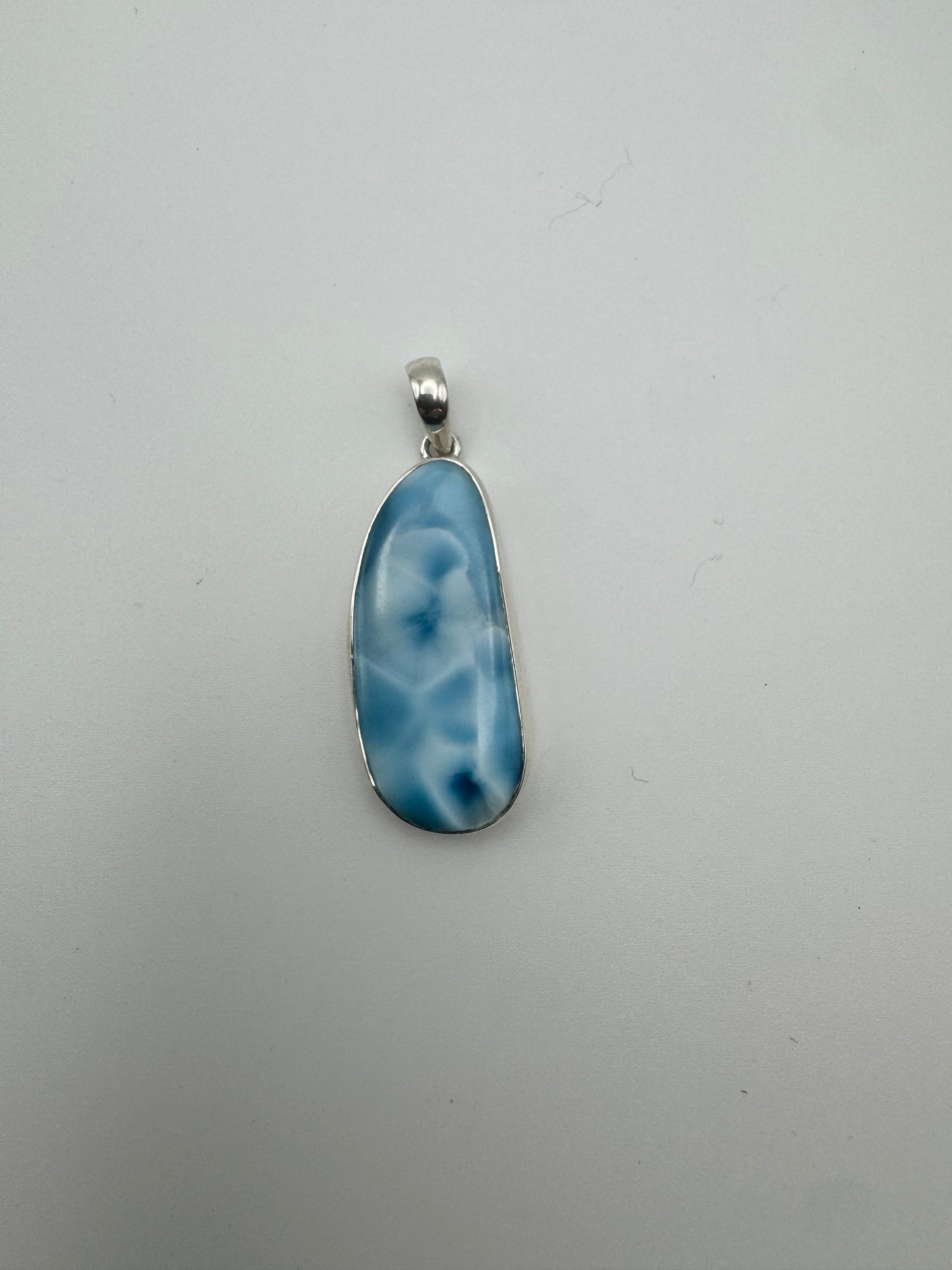 Larimar Necklace Sterling Silver Pendant | Genuine Caribbean Stone