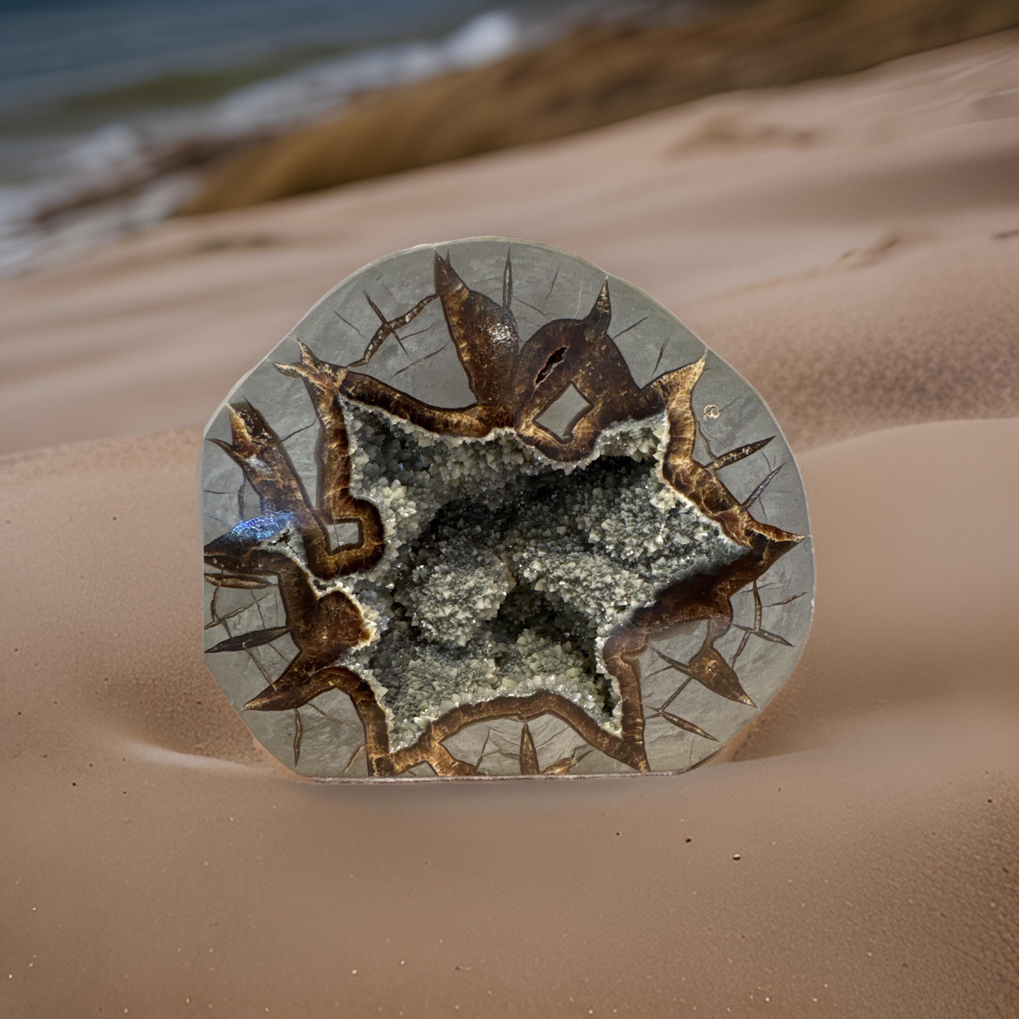 Unique Gray & Brown Septarian Fossil