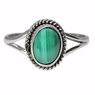 Malachite Stone Sterling Silver Ring: 9