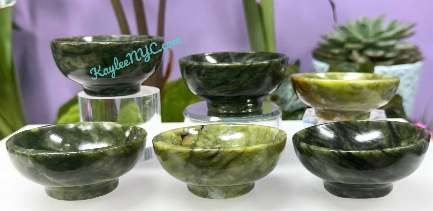 Natural Nephrite Jade Bowls Crystal Healing Energy