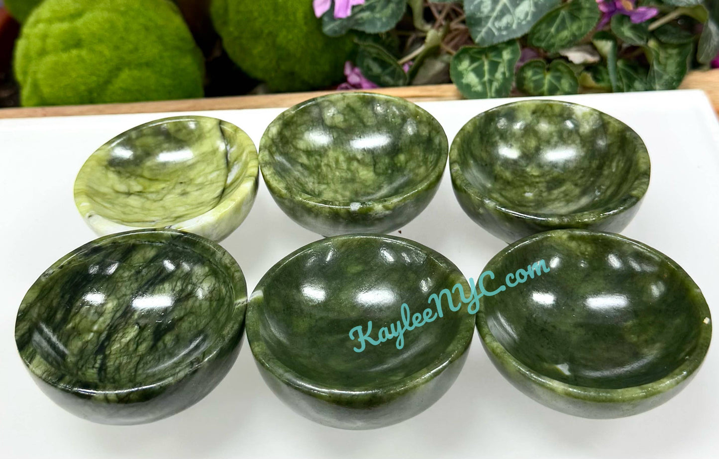 Natural Nephrite Jade Bowls Crystal Healing Energy