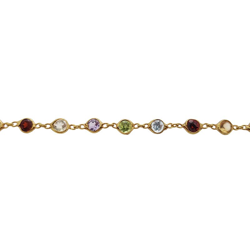 Gemstones Gold Plated Silver Link Bracelet