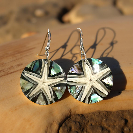Handcrafted Starfish & Abalone Shell Earrings
