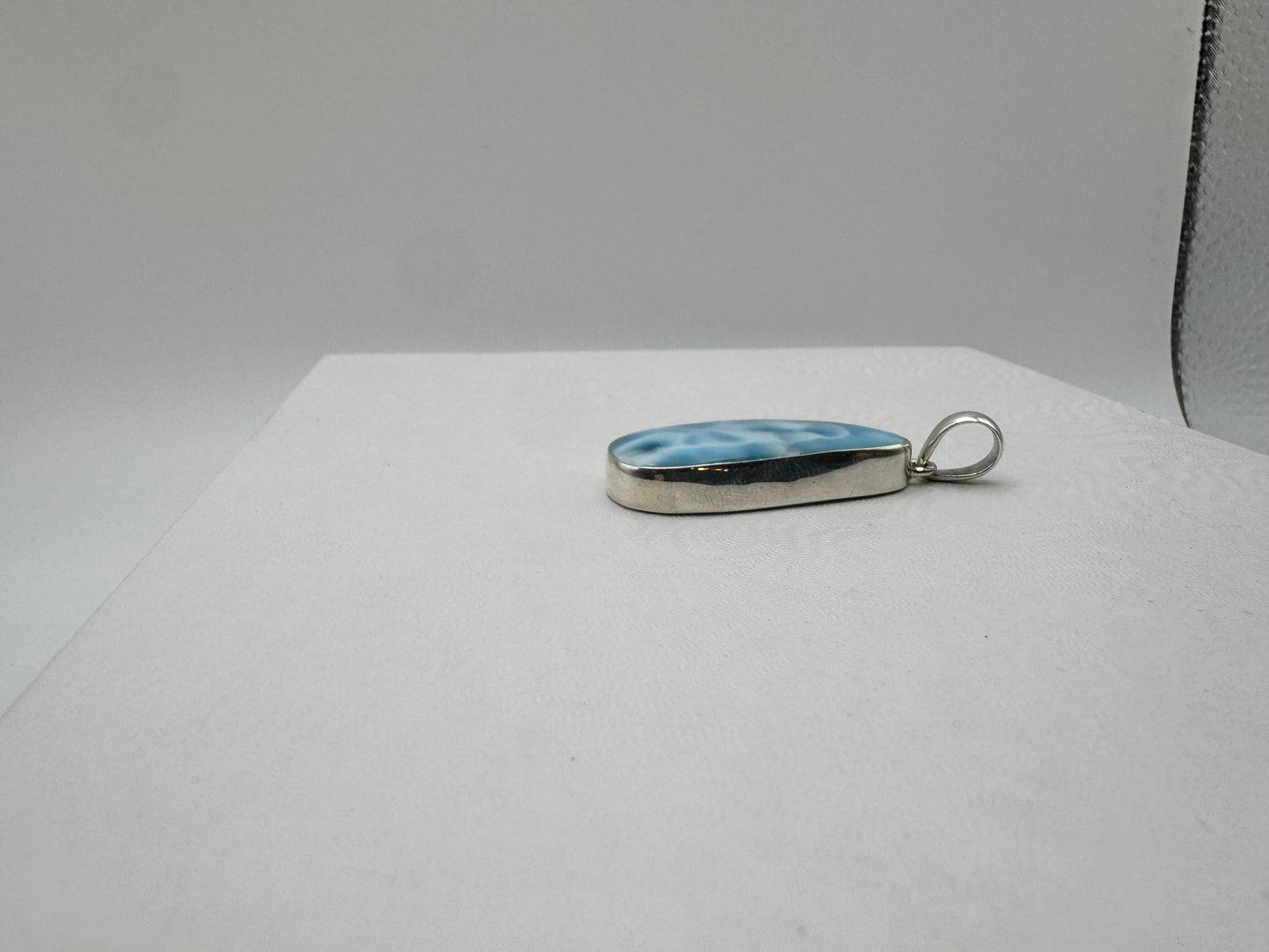 Larimar Necklace Sterling Silver Pendant | Genuine Caribbean Stone
