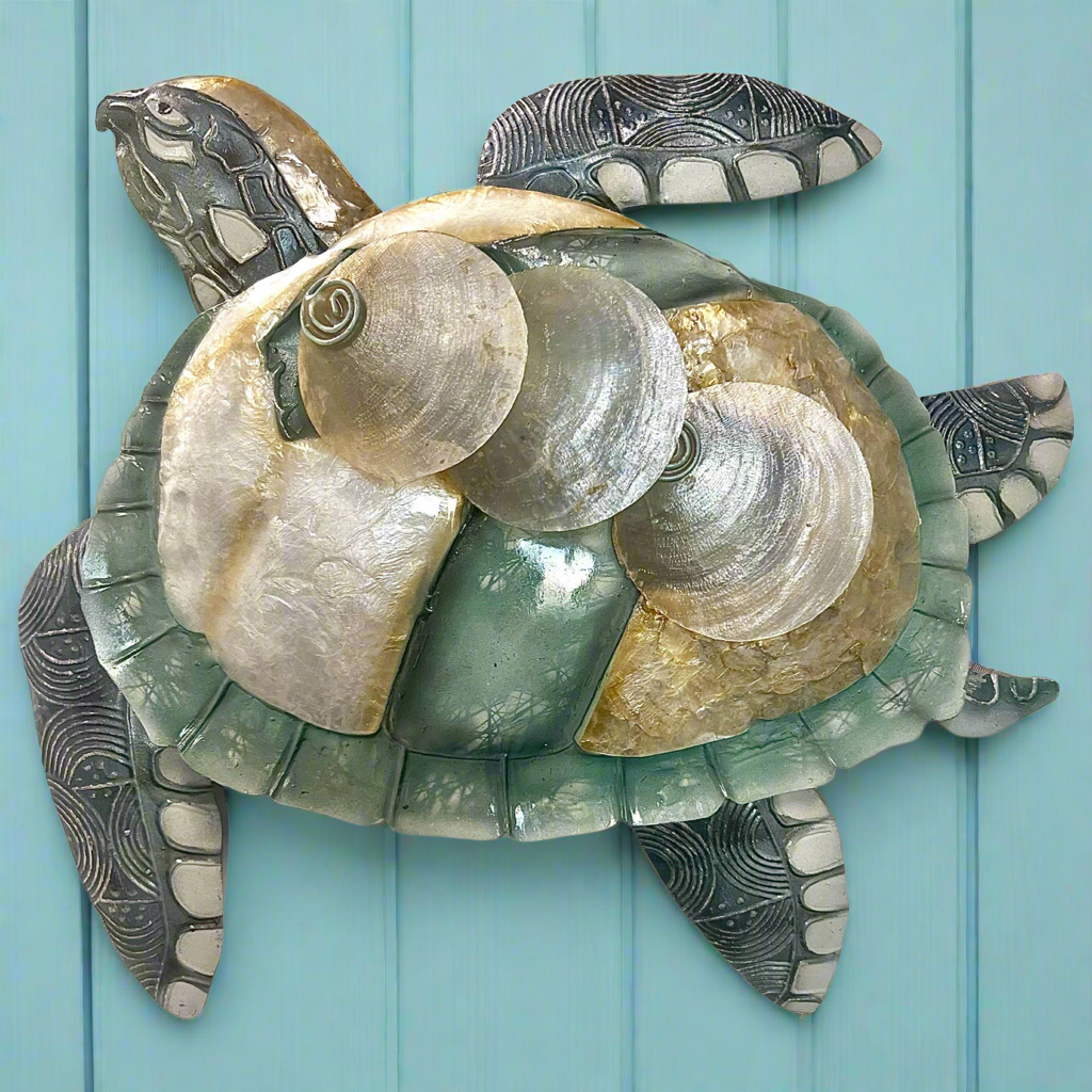 Capiz Shell & Metal Sea Turtle Capiz Wall Art