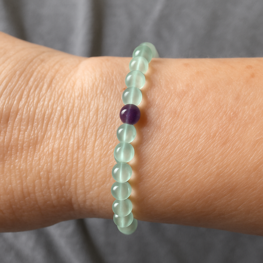 Elastic Bracelet 4mm Round Beads - Rainbow Fluorite (Each)