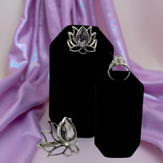 Lavender Quartz Lotus Ring (Rare) - Sterling Silver