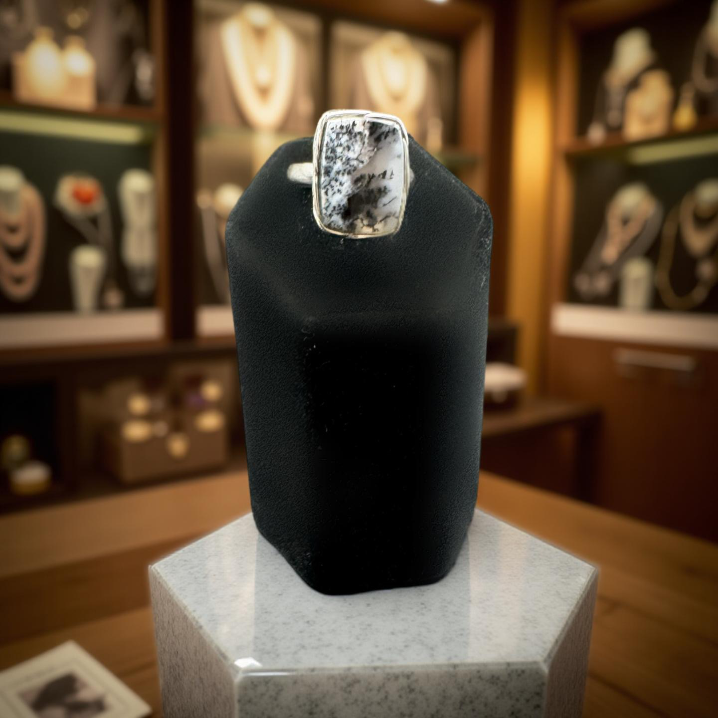  Rare Dendritic Agate Ring – Sterling Silver Size 6