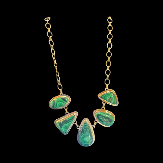 Stunning Malachite and Sterling Silver Statement Necklace
