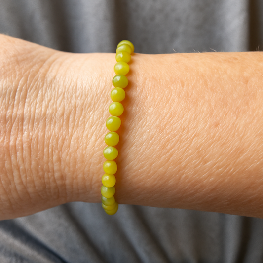 Elastic Bracelet 4mm Round Beads - Chinese Jade (Each)