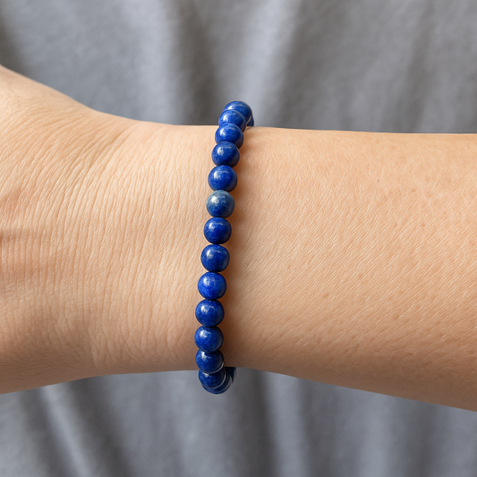 Elastic Bracelet 4mm Round Beads - Lapis (Each)
