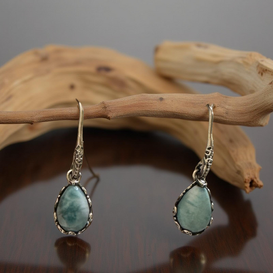 Larimar Teardrop Sterling Silver Earrings