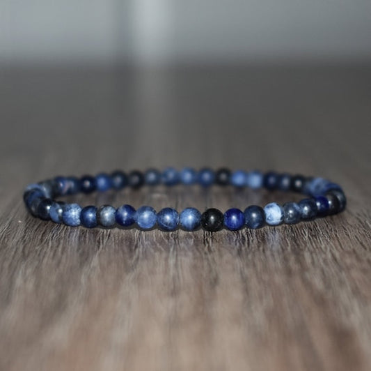 Elastic Bracelet 4mm Round Beads - Sodalite (Each)