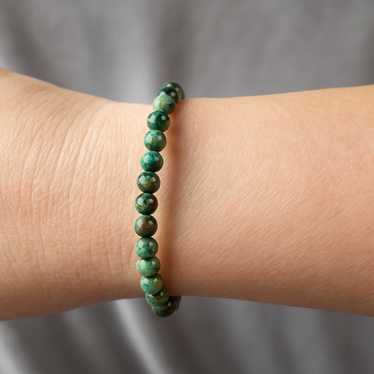 Elastic Bracelet 4mm Round Beads - African Turquoise (Each)