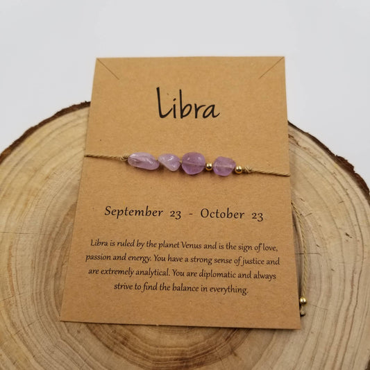 Natural Stone Handwoven Constellation Bracelet with Card: Libra