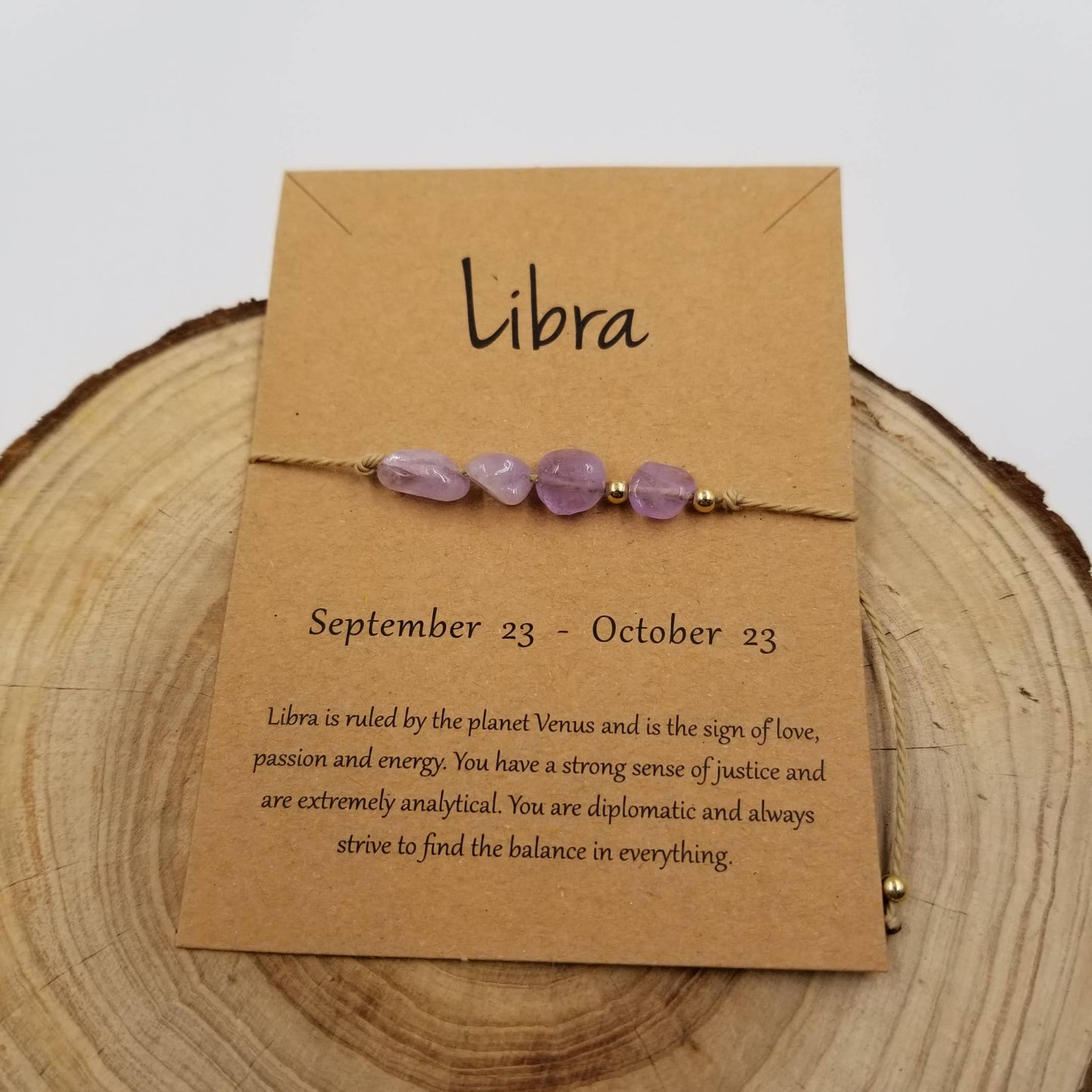 Natural Stone Handwoven Constellation Bracelet with Card: Taurus