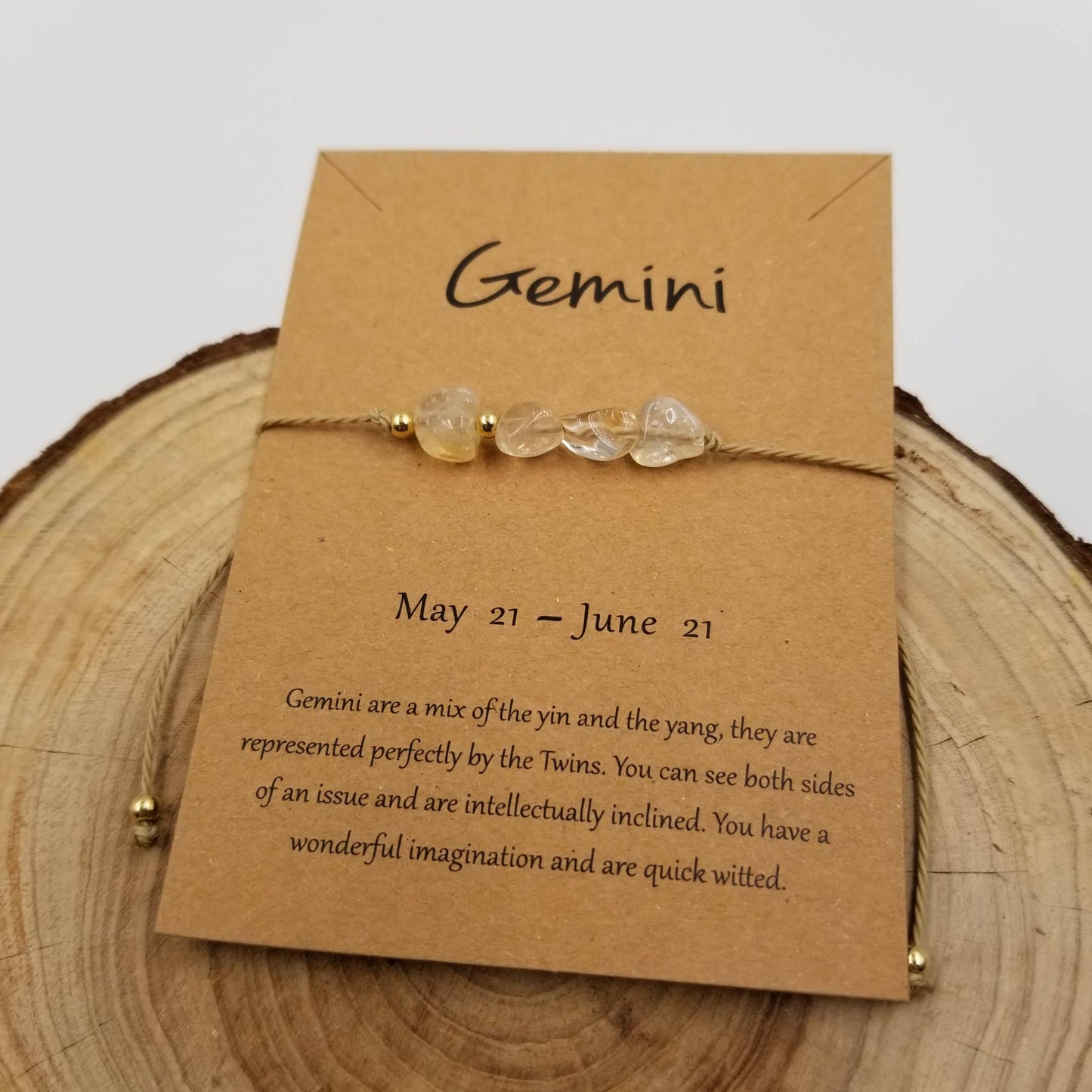 Natural Stone Handwoven Constellation Bracelet with Card: Capricorn