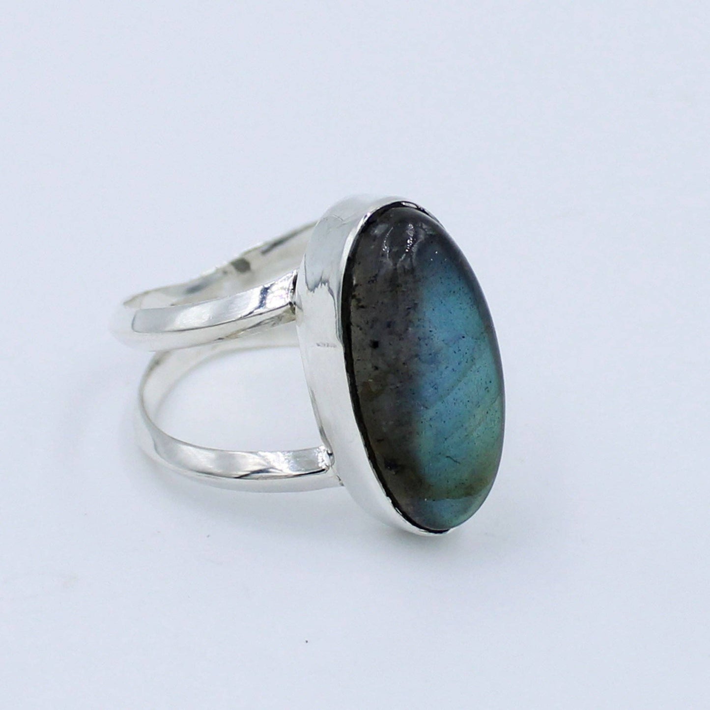 Labradorite Oval 925 Sterling Silver Ring: 9