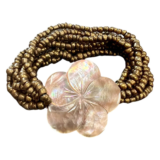 Plumeria Stretch Bracelet - Gold