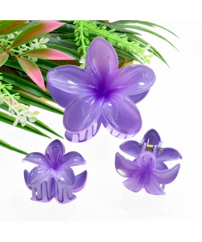 Trio Of Plumeria Flower Hair Clips