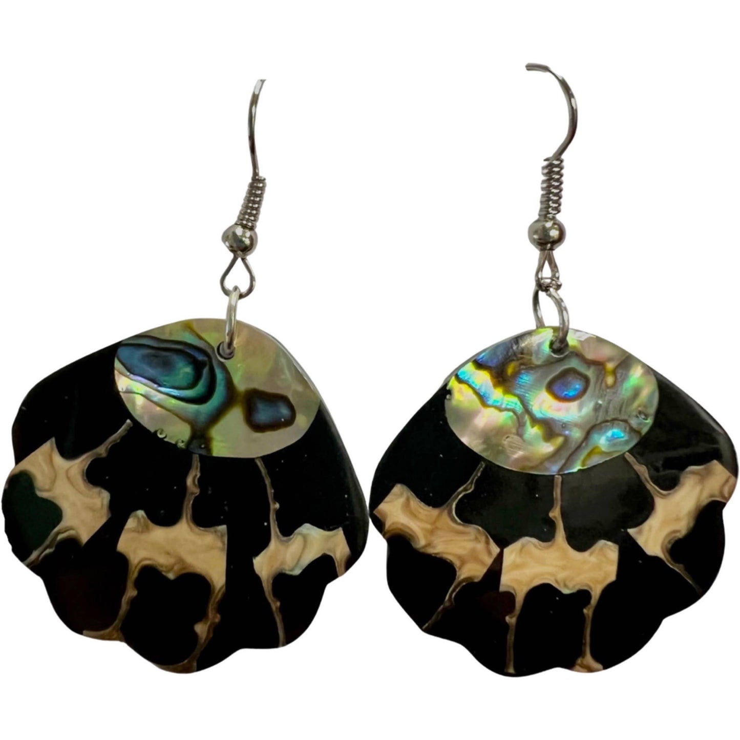 Fan-shaped Shell Earrings - Black