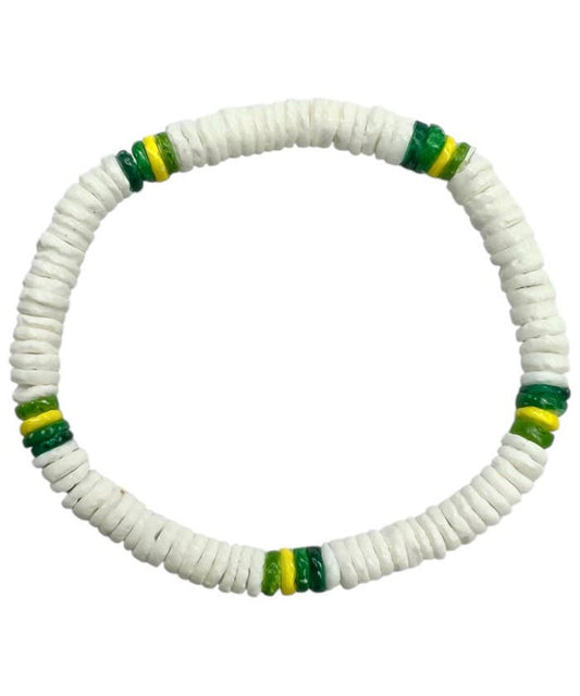White and Green Clam Shell Stretch Bracelet
