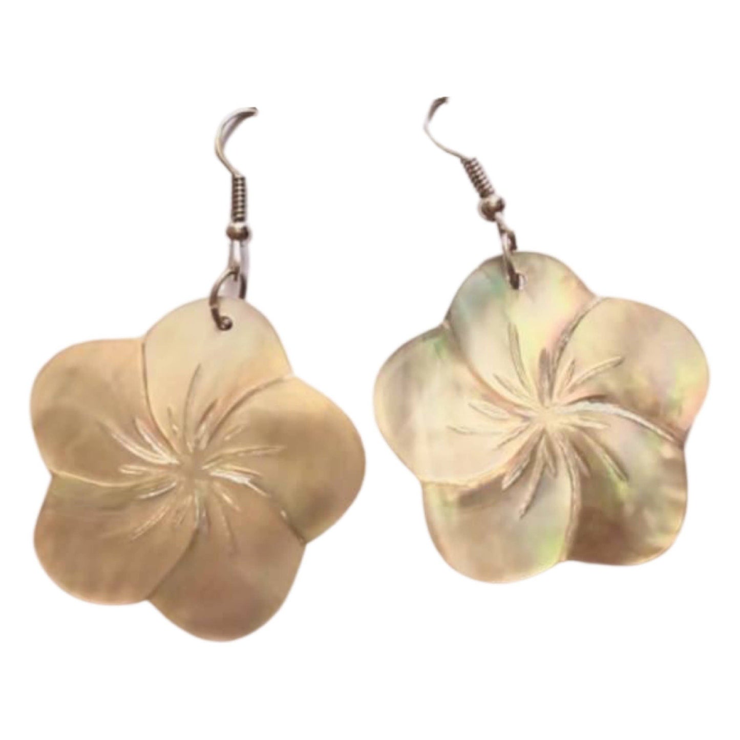 Plumeria Mother-of-Pearl Earrings - 2 colors: Yellow Gold